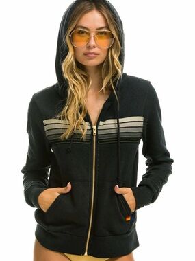 Aviator Nation Five Stripe Charcoal Grey Hoodie - XL Good Condition with 1 flaw